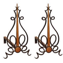 René Drouet Pair of French 1940's Andirons