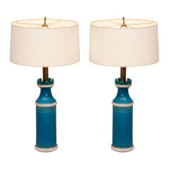 Vintage Translucent Aqua Glazed lamps