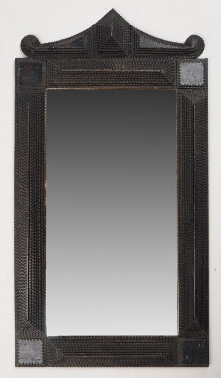 Chip Carved Mirror with Pagoda Pediment