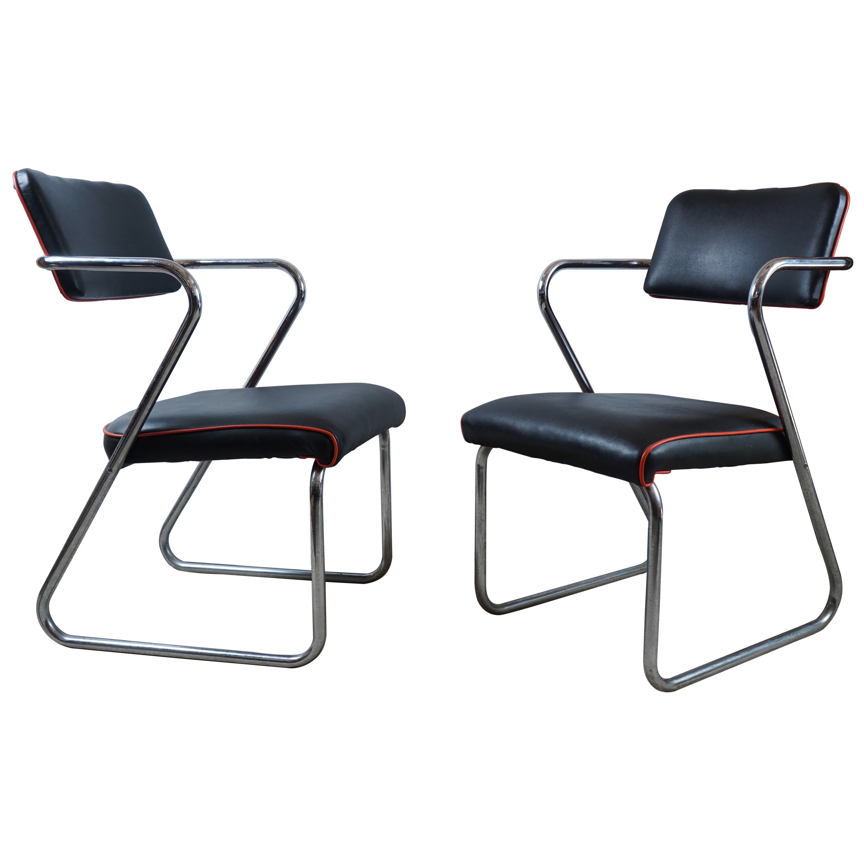 Pair of Royalchrome Z Chairs by Gilbert Rohde for Royal Metal Co. For Sale