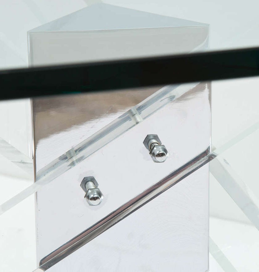 American Lucite and Chrome Coffee Table For Sale