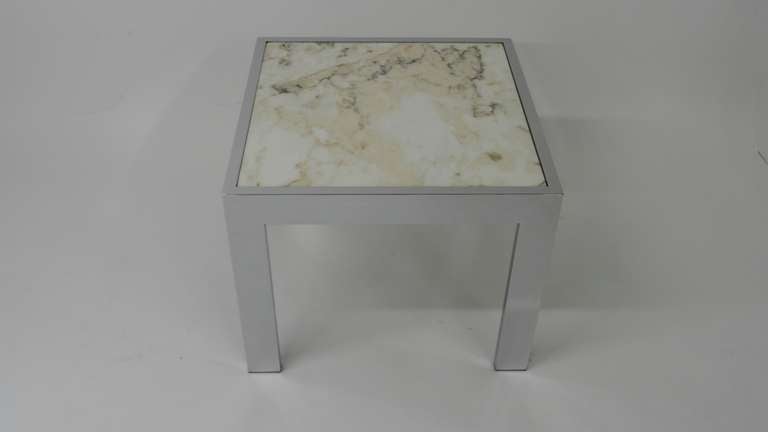 American Pristine Marble and Chrome End Table For Sale