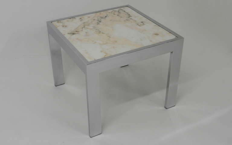 Late 20th Century Pristine Marble and Chrome End Table For Sale