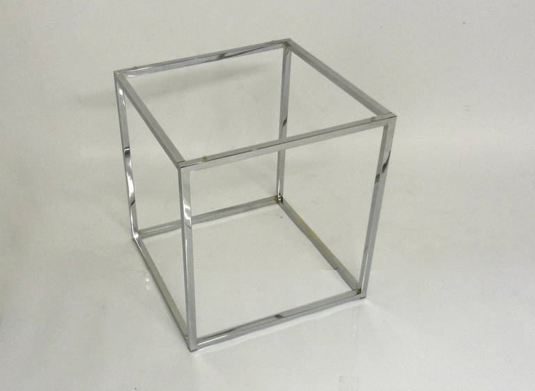 Cube Chrome End Table