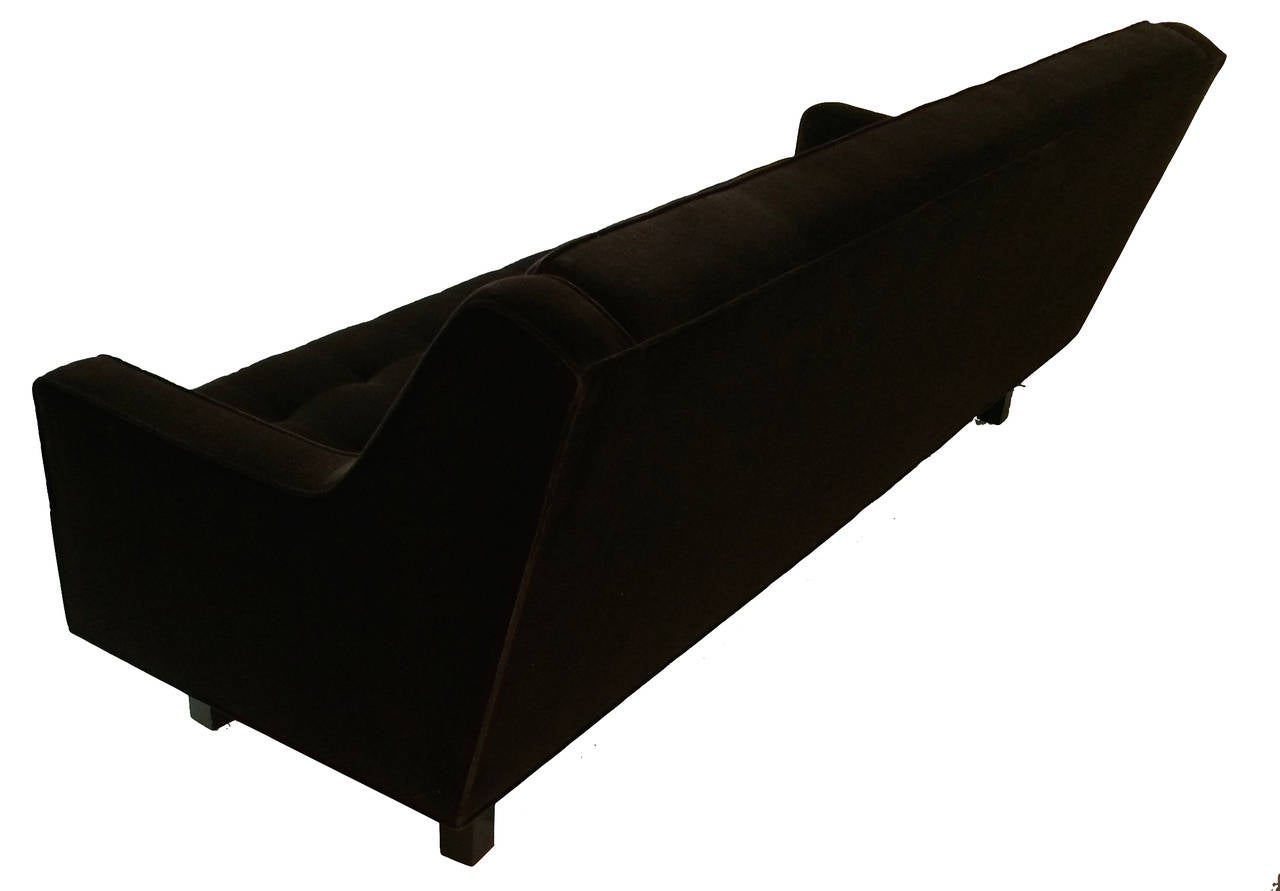 American 1950s Chocolate Brown Tufted Sofa For Sale