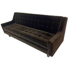 Vintage 1950s Chocolate Brown Tufted Sofa