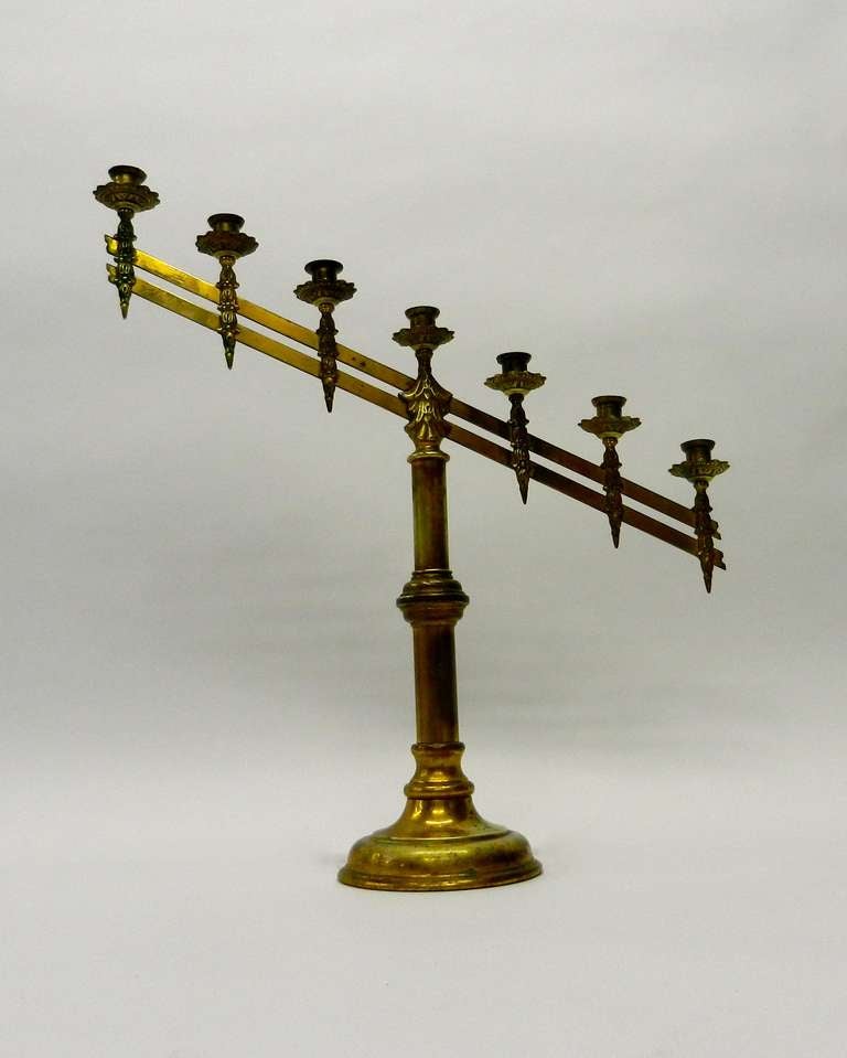 A pair of rare antique brass old religious Catholic altar candleholders 1883 priest. They are in really good condition. They have a natural patina on them.