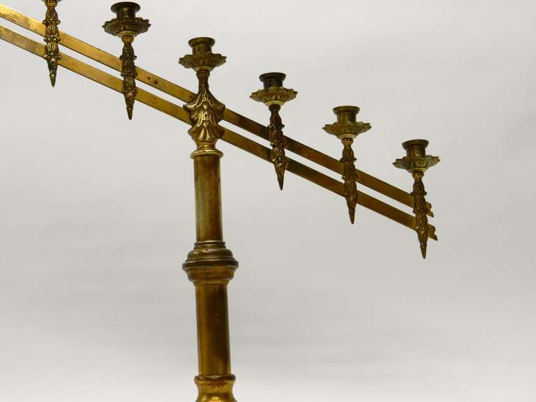 British Colonial Antique Brass Church Candleholders For Sale