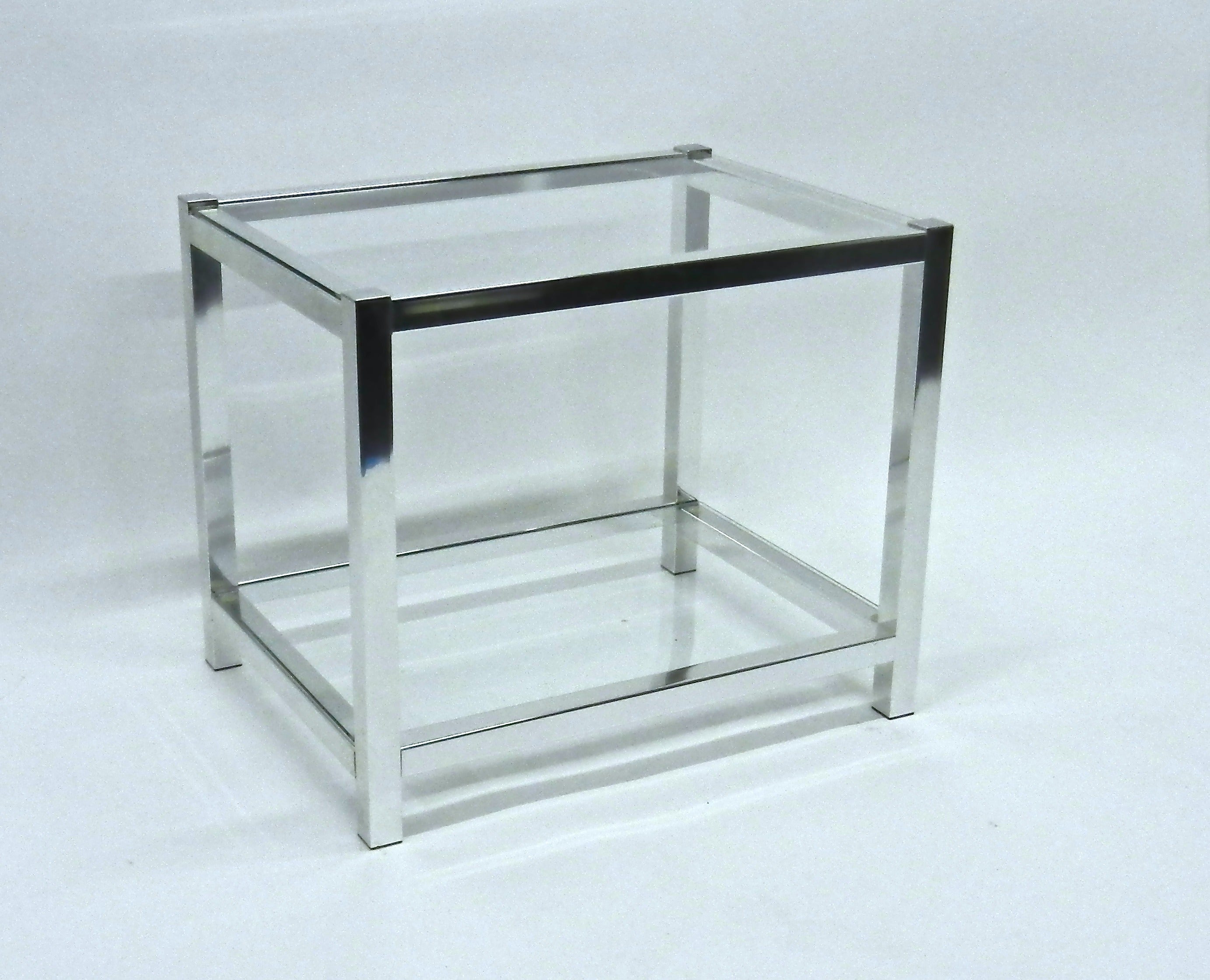 Chrome and Glass End Tables For Sale