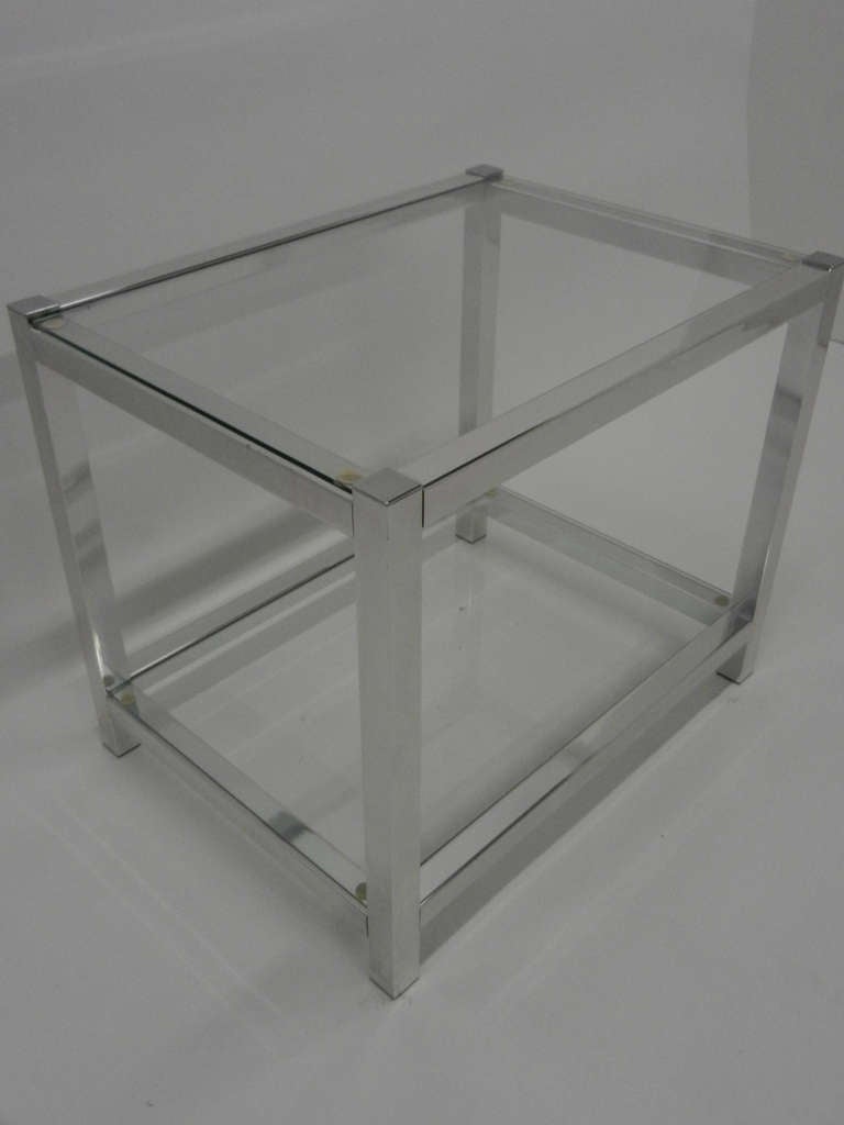 American Chrome and Glass End Tables For Sale