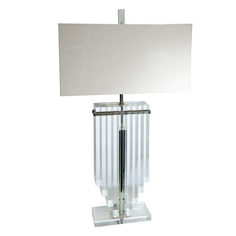 Lucite Table Lamp in Karl Springer Style For Sale