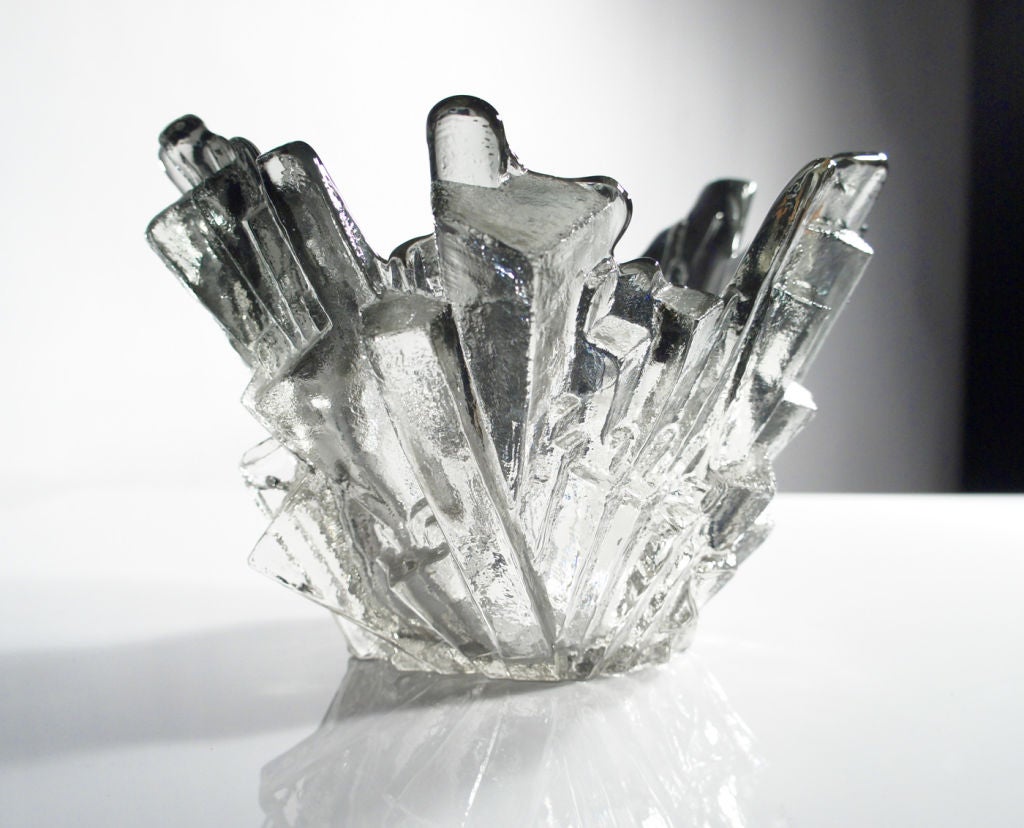 Classic modern art-glass design in a bowl from Finland.  The bowl is molded 