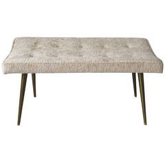 Classic Upholstered Bench with Brass Legs