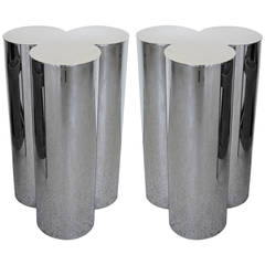 Pair of Stainless Steel Pedestals by Mastercraft 5