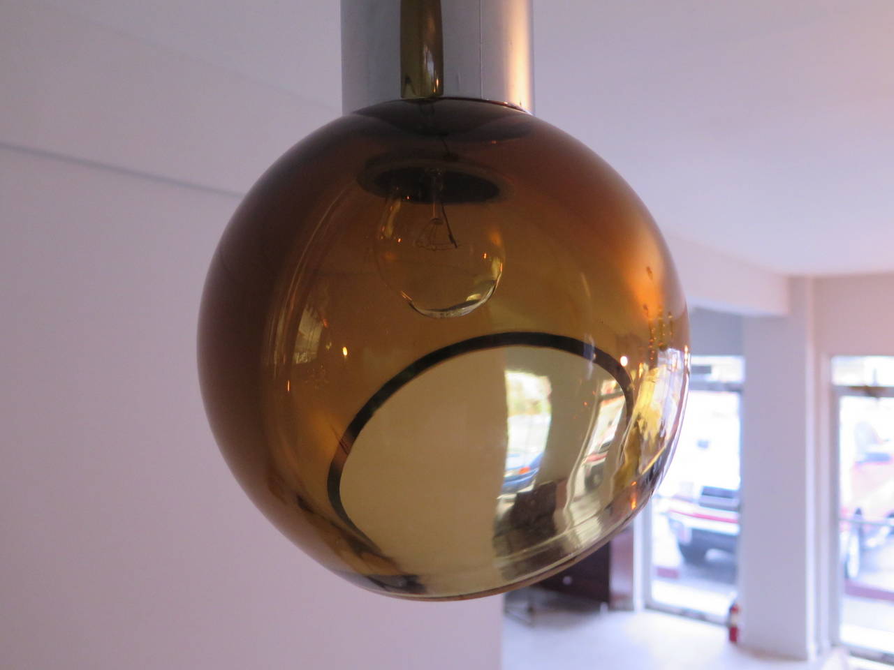 Mid-20th Century Seguso Chandelier Amber Colored Glass For Sale