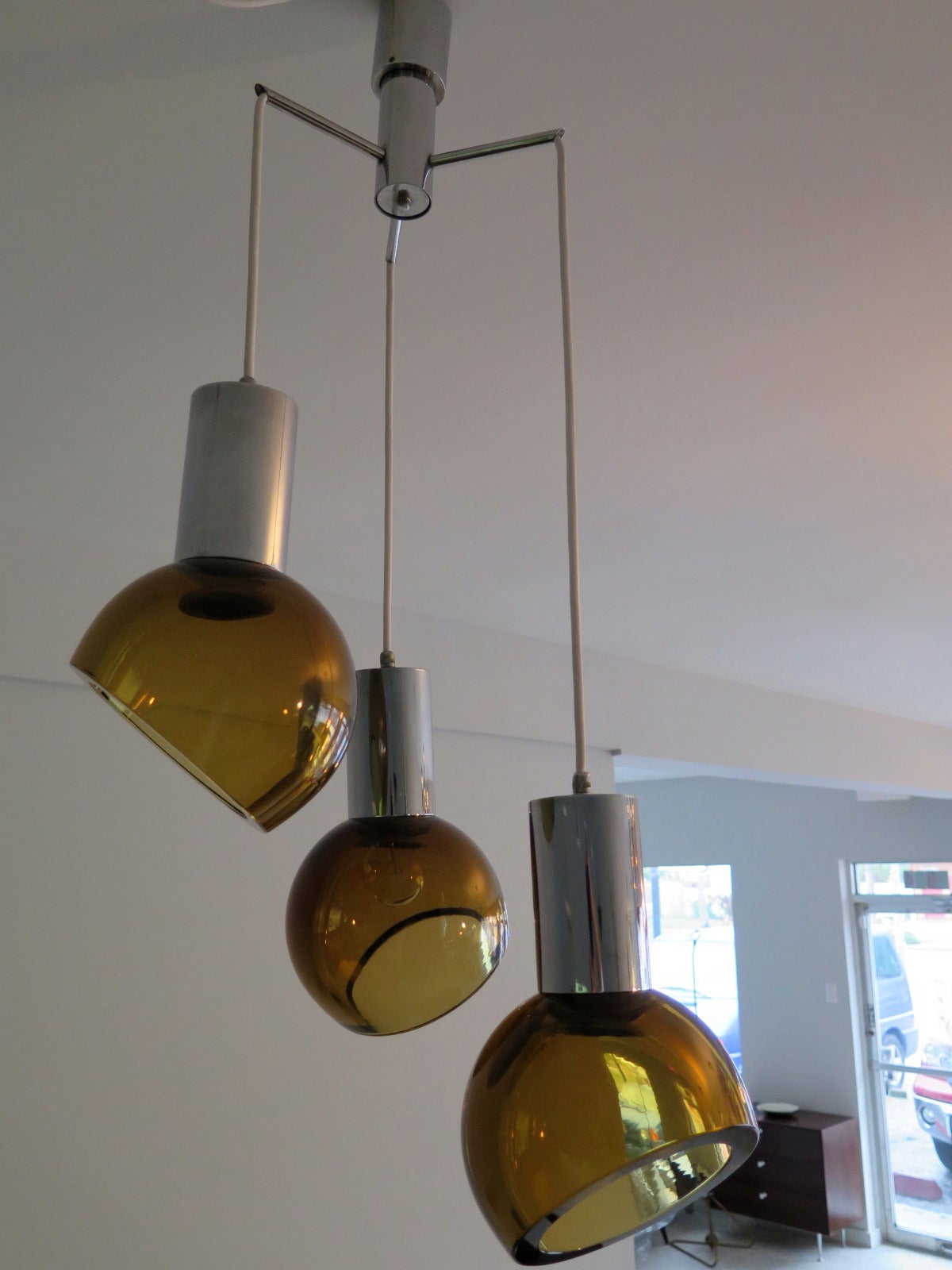 Modern Seguso Chandelier Amber Colored Glass For Sale