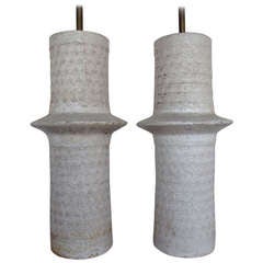 A Pair of Unusual Ceramic Lamps