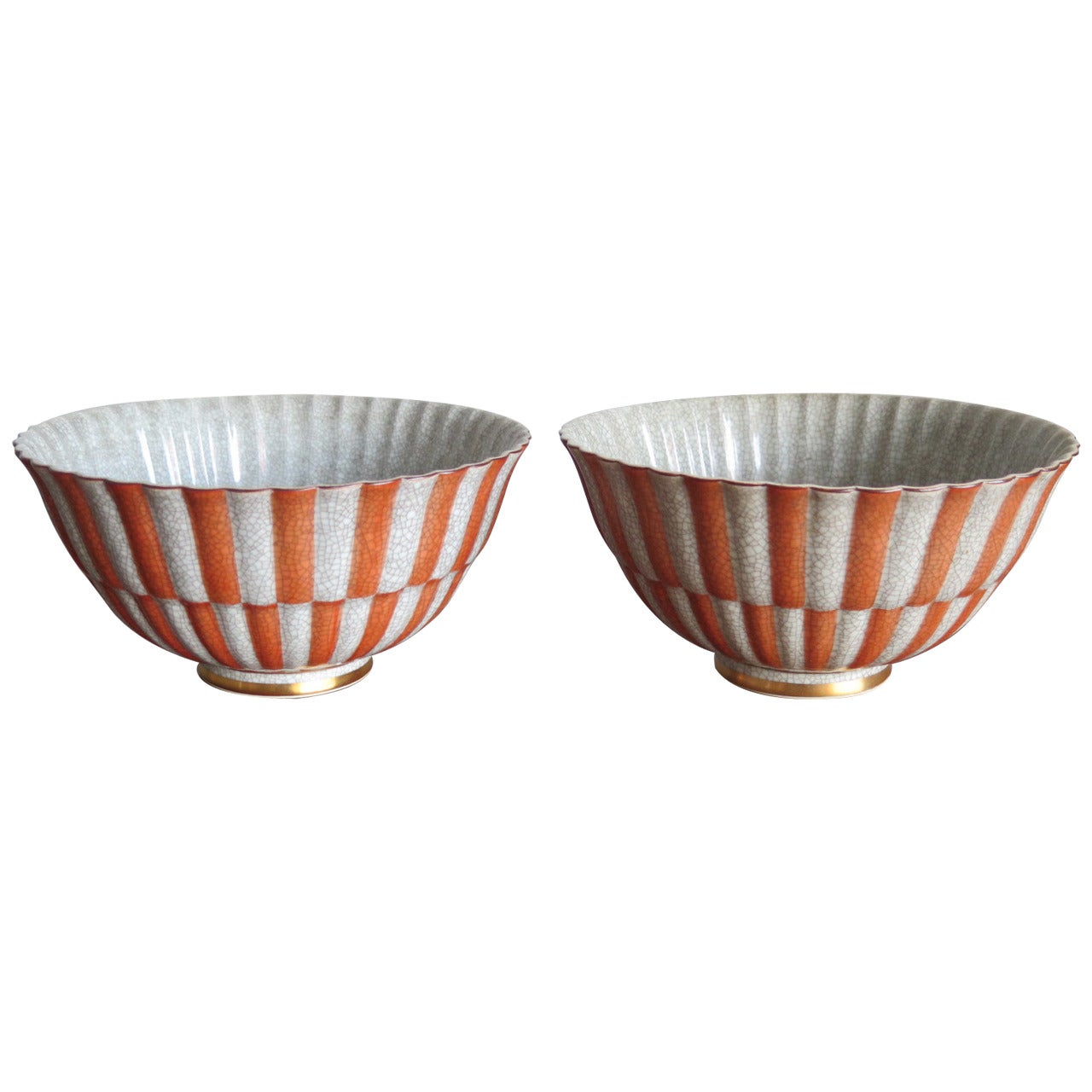 Pair of Royal Copenhagen Crackle Bowls