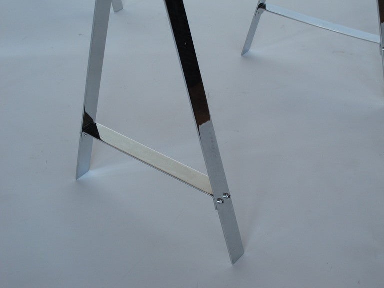 Belgian 1970's Chromed Steel Trestle Table In Good Condition In St.Petersburg, FL