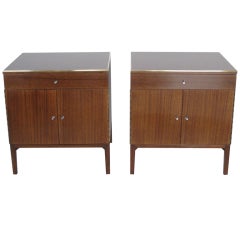 Paul McCobb Nightstands for Calvin in Mahogany with Leather Tops