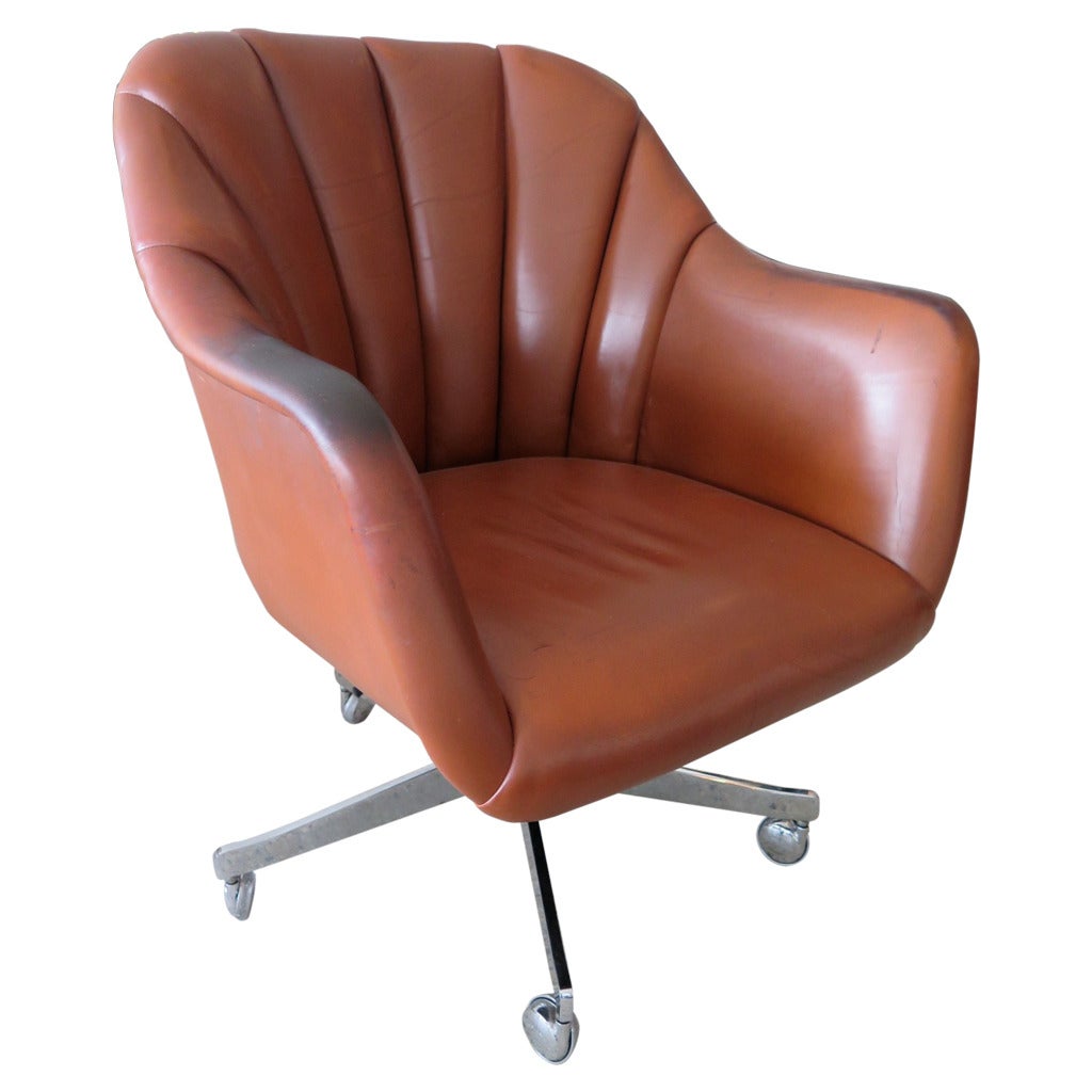 Ward Bennett for Brickell Desk Chair in Original Leather