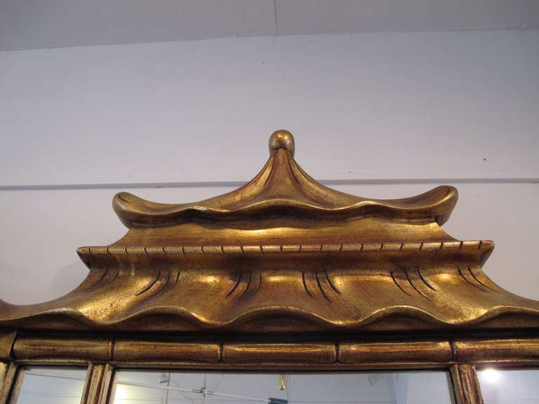 A Large Asian Style Decorative  Mirror In Good Condition In St.Petersburg, FL