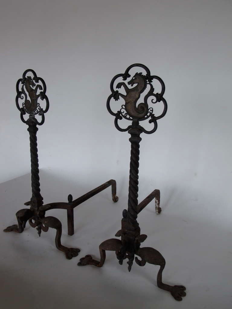 Bronze Paire de chevaux de mer par Oscar Bach en vente