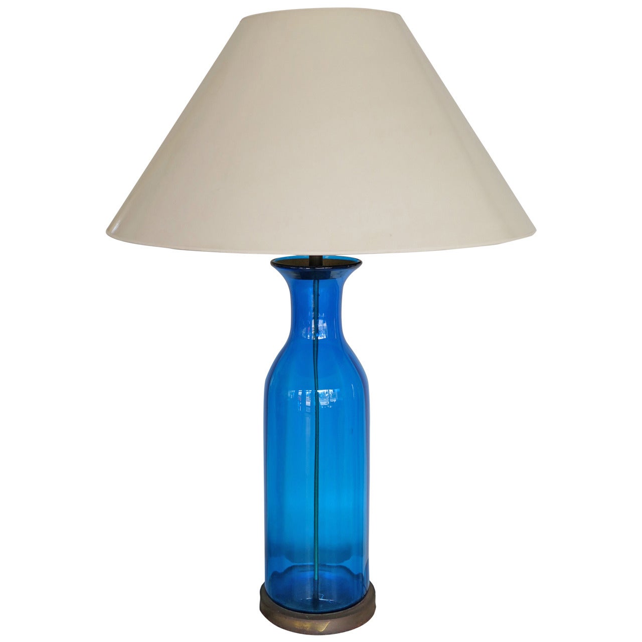 Massive Bottle Shaped Glass Lamp by Blenko For Sale