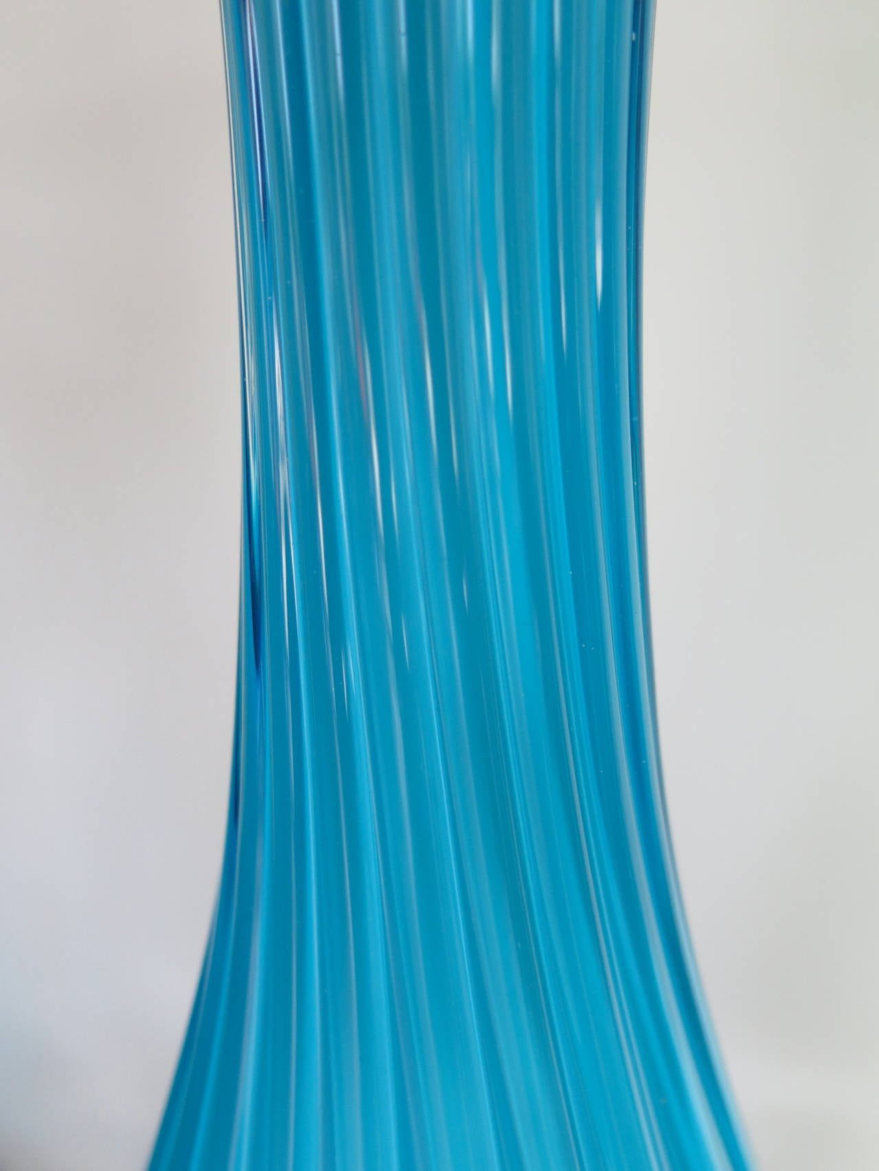 Art Glass Classic Marbro Turquoise Venetian Lamp For Sale