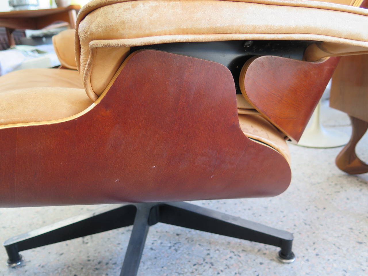 American Charles Eames Herman Miller Lounge Chair with Two Ottomans