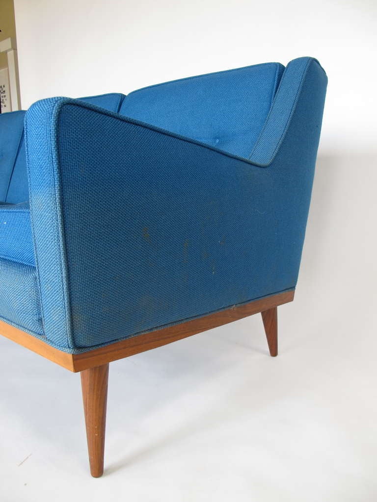 Mid-Century Modern Unusual Milo Baughman 1967 Three Seat Sofa Walnut Frame