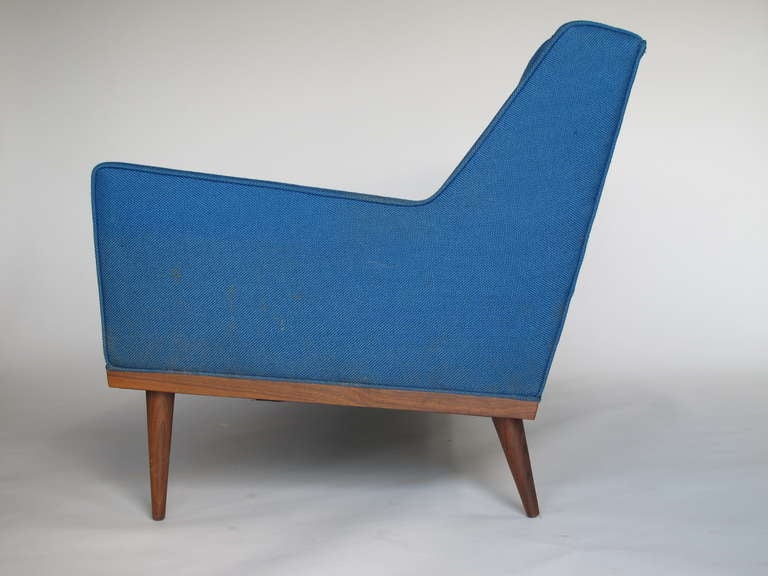 Mid-20th Century Unusual Milo Baughman 1967 Three Seat Sofa Walnut Frame