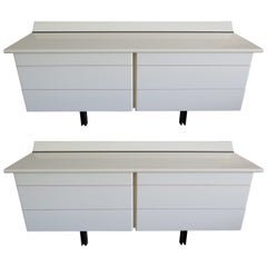 Pair of Large White Lacquer Chests