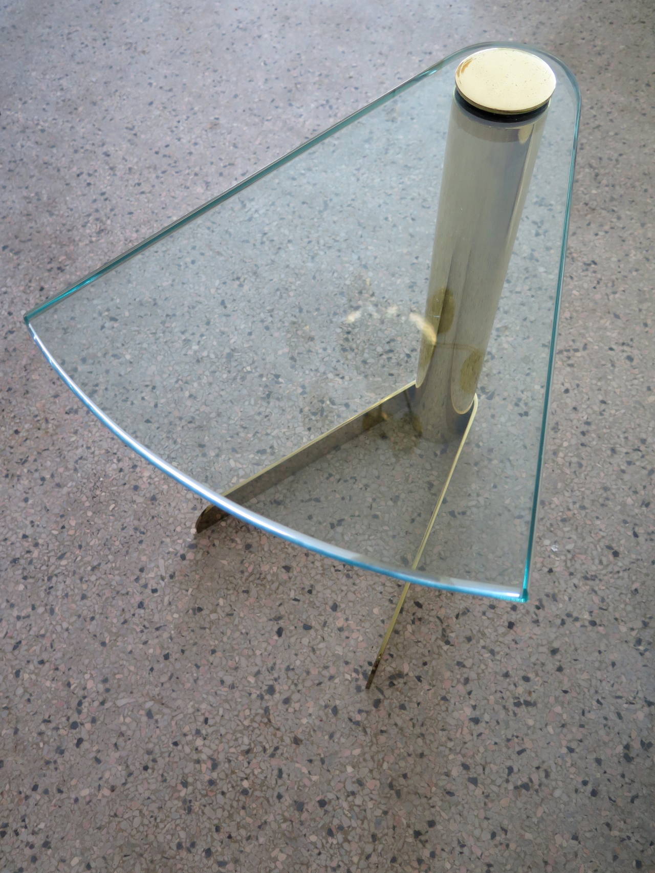 American Unusual Drink Stand in Polished Brass and Glass
