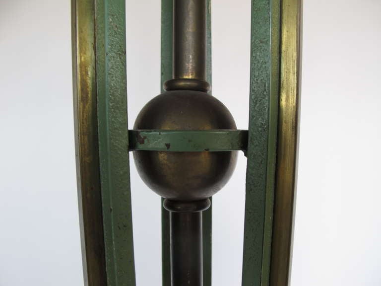 Elegant Floor Lamp by Arlus in Wrought Iron and Brass In Good Condition For Sale In St.Petersburg, FL