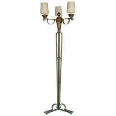 Elegant Floor Lamp by Arlus in Wrought Iron and Brass 12