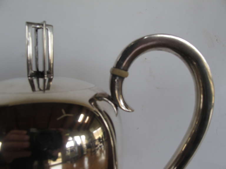 Mid-Century Modern Allan Adler Greek Key Sterling Tea Set For Sale
