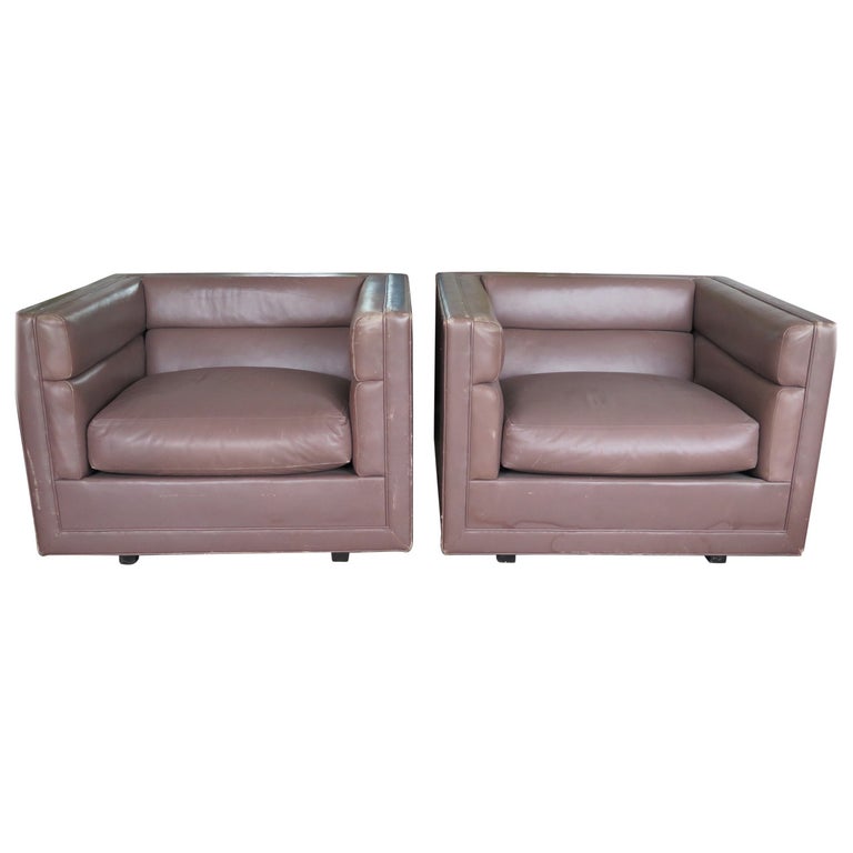 Pair of Large Channel Cube Dunbar Chairs For Sale at 1stDibs