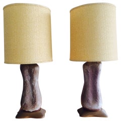 Vintage Pair of Unusual Ceramic Lamps by Design Technics