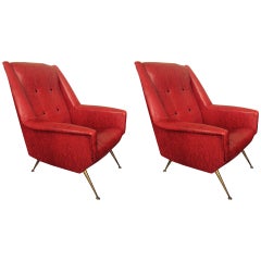 Pair of Elegant Italian Chairs in the Style of Gio Ponti