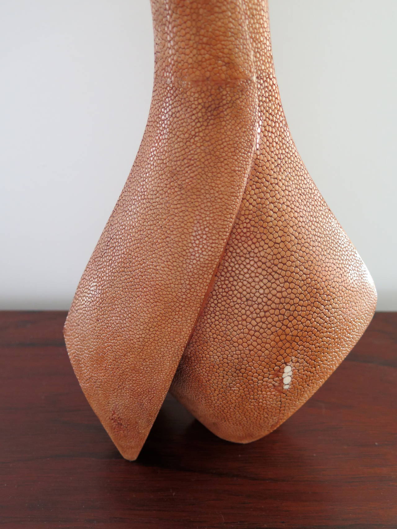 An elegant, sculptural vase in galuchat by R & Y Augousti.