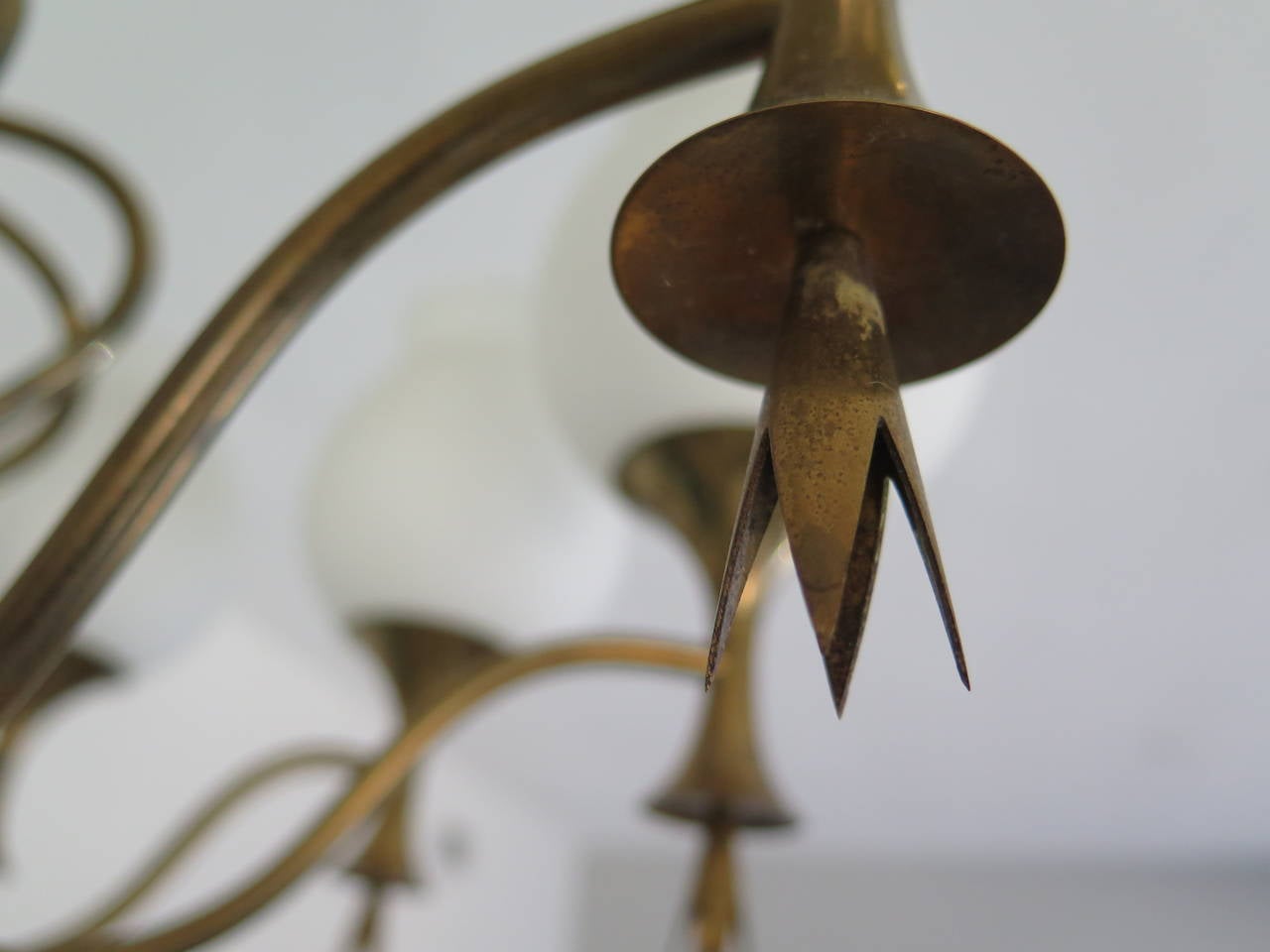 Brass Elegant Chandelier by Angelo Lelii for Arredoluce, Italy, circa 1956 For Sale