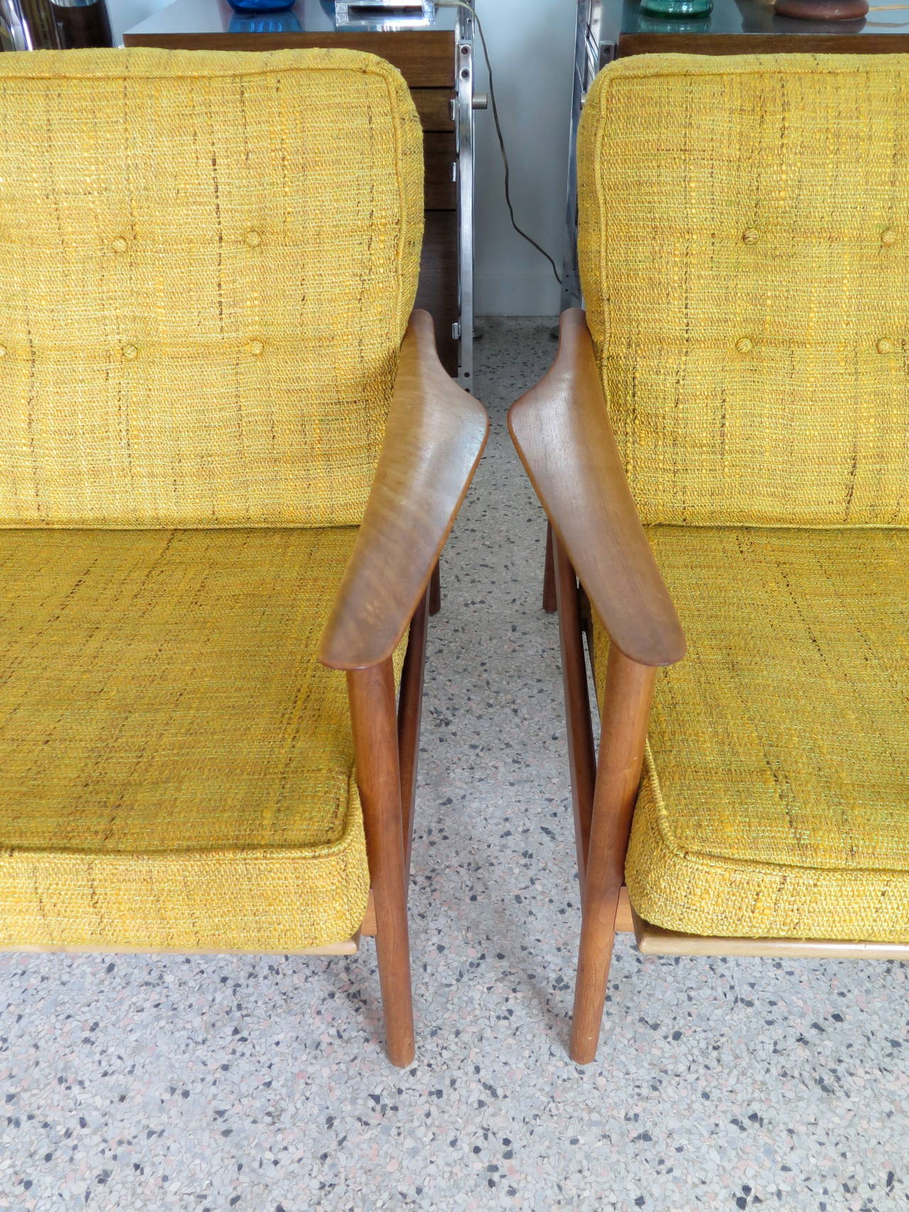 Mid-20th Century Pair of Ib Kofod-Larsen Sculptural Lounge Chairs in Teak