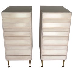 A Pair of Unusual Five Drawer Chests in Birch