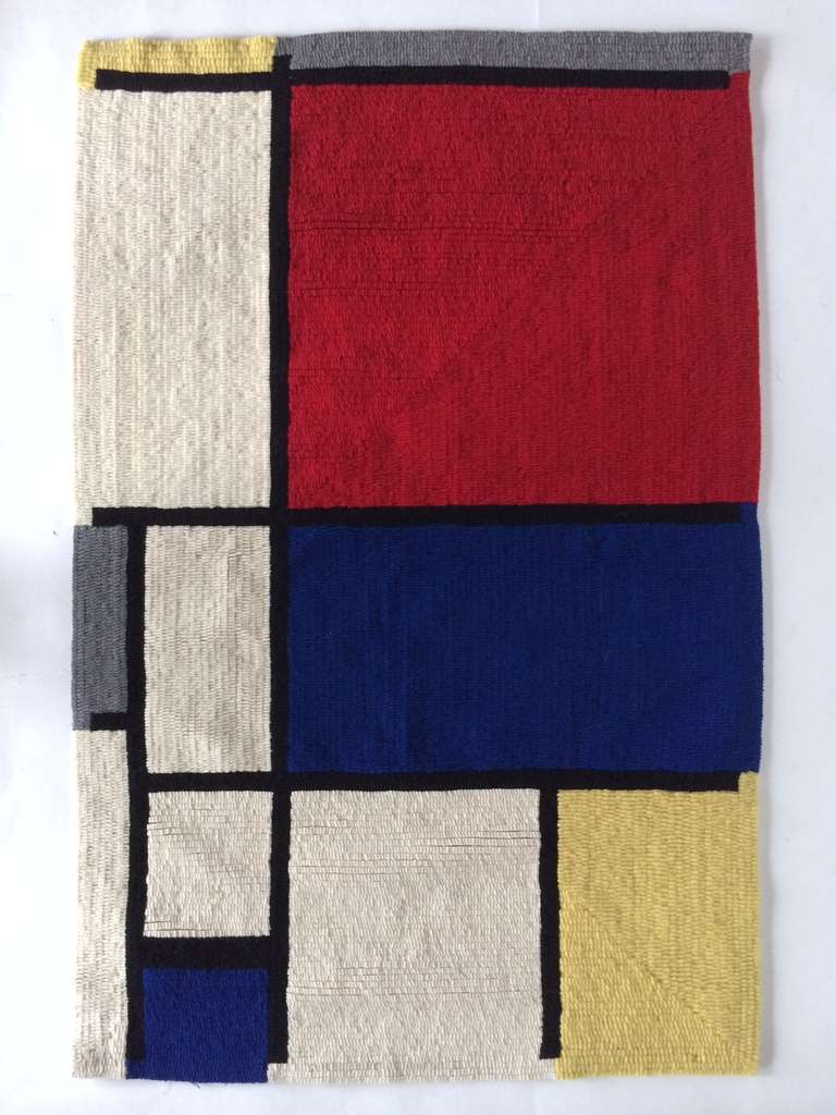 Un tapis coloré de Mondrian, # 607, circa 1960 par Louis H.Guidetti. Mesures : 36