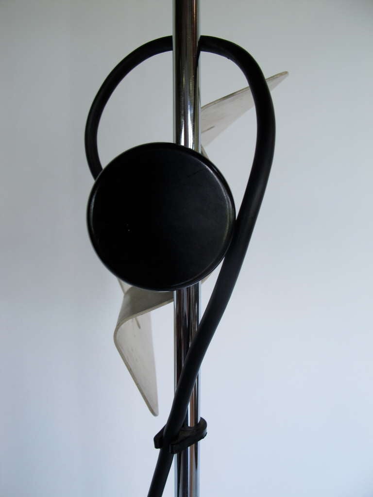 Steel Unusual Italian Floor Lamp ca' 1970's