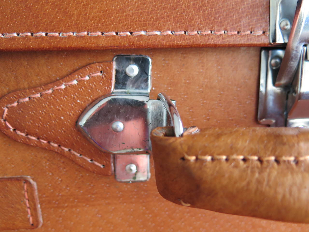 Modern Set of Four Vintage Unused Leather Suitcases
