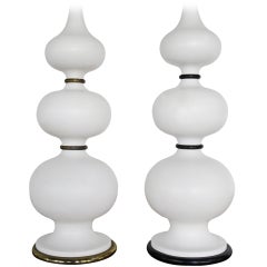 Vintage Gerald Thurston Lightolier Ceramic Gourd Lamps
