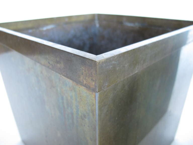 A Pair of Patinated Brass Planters 1