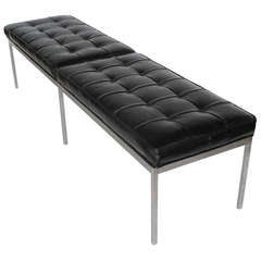 A Classic Florence Knoll Steel And Leather Bench